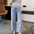 thumbnail image 1 of Women's Maternity Jeans Over The Belly Straight Leg Pregnancy Denim Pants Comfy Stretch Boyfriend Loose Trousers, 1 of 2