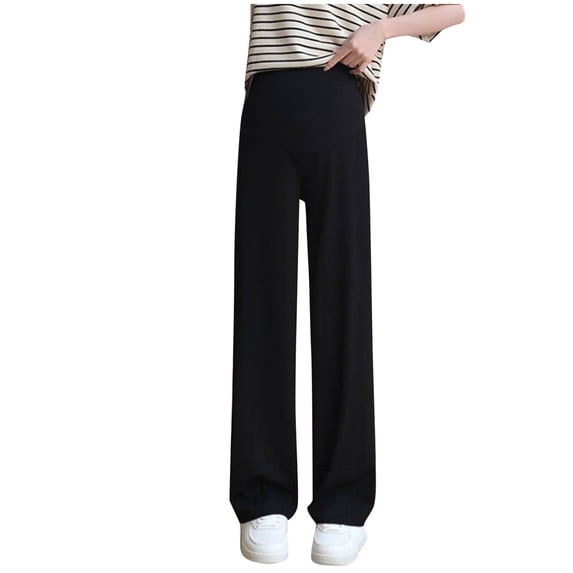 Women's Maternity Joggers Over Bump Stretchy Sweatpants Straight Leg Pregnancy Pants with Pockets Soft Bootcut Belly Support Yoga Pants Workout Sports Lounge Bottoms Loose Work Trousers