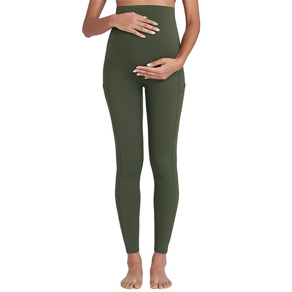 Women's Maternity Leggings Over The Belly Pregnancy Active Wear Athletic Soft Yoga Pants With Pockets