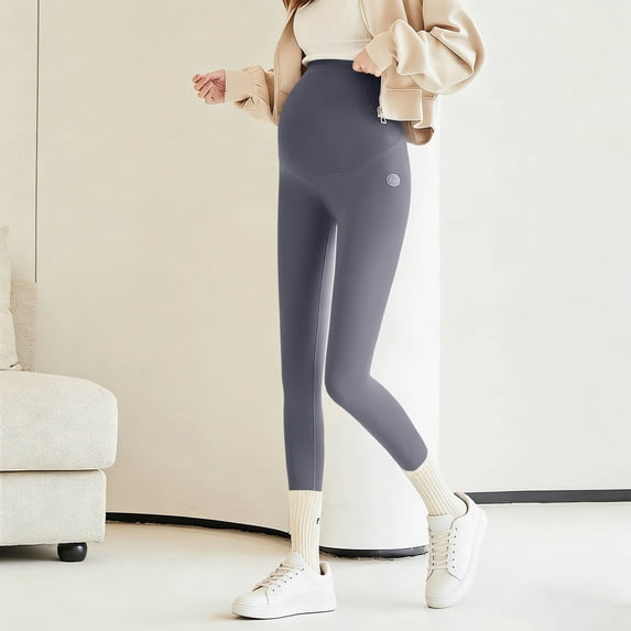 Women's Maternity Leggings Over The Belly Pregnancy Yoga Pants Active Wear Workout Leggings Gray L