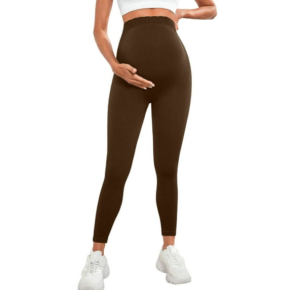 Women's Maternity Leggings Pregnancy Leggings Seamless Buttery Soft Yoga Pants with Pockets Workout Full Length Leggings Running Active Yoga Pants Over Belly Bump