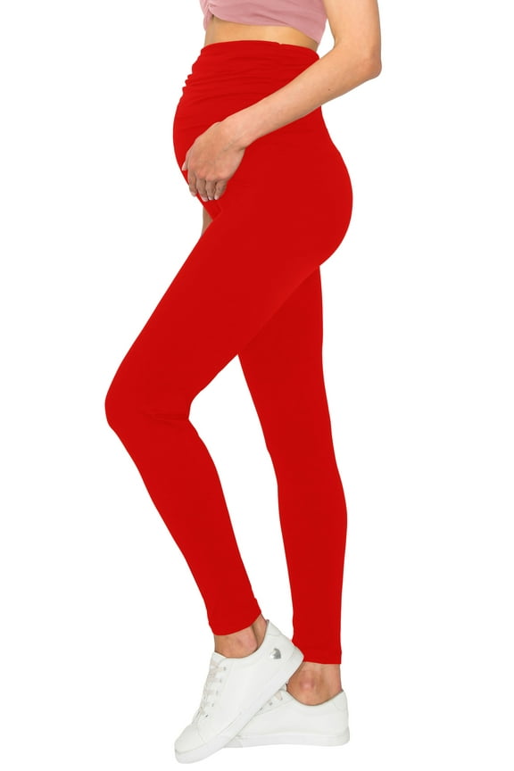 Women's Maternity Leggings - Soft and Breathable Tights Red XX-Large