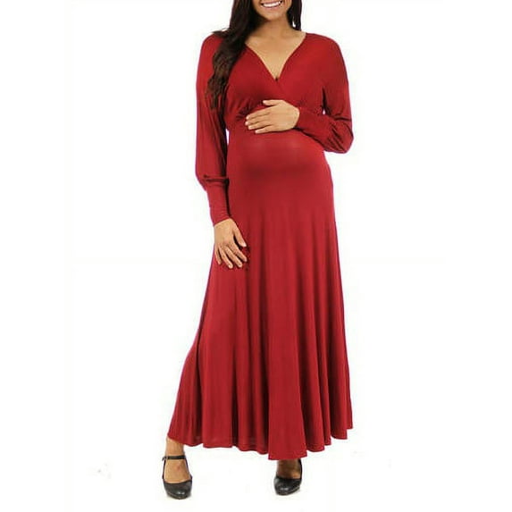 Women's Maternity Long Sleeve Empire Maxi Dress