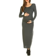 WHITE MARK FASHION Women's Maternity Long Sleeve Maxi Dress - Extended Sizes Available
