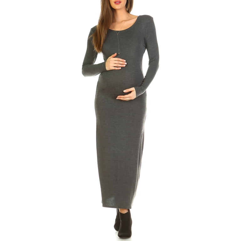 White Mark Maternity Penelope Maxi Dress, Size: Small, Charcoal