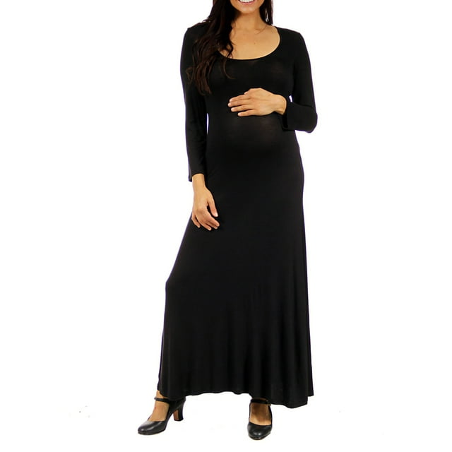 Women's Maternity Long Sleeve Scoop Neck Maxi Dress