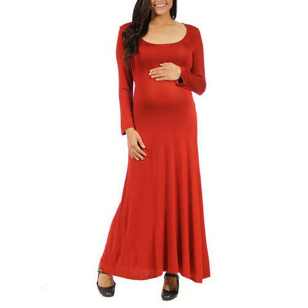Women's Maternity Long Sleeve Scoop Neck Maxi Dress