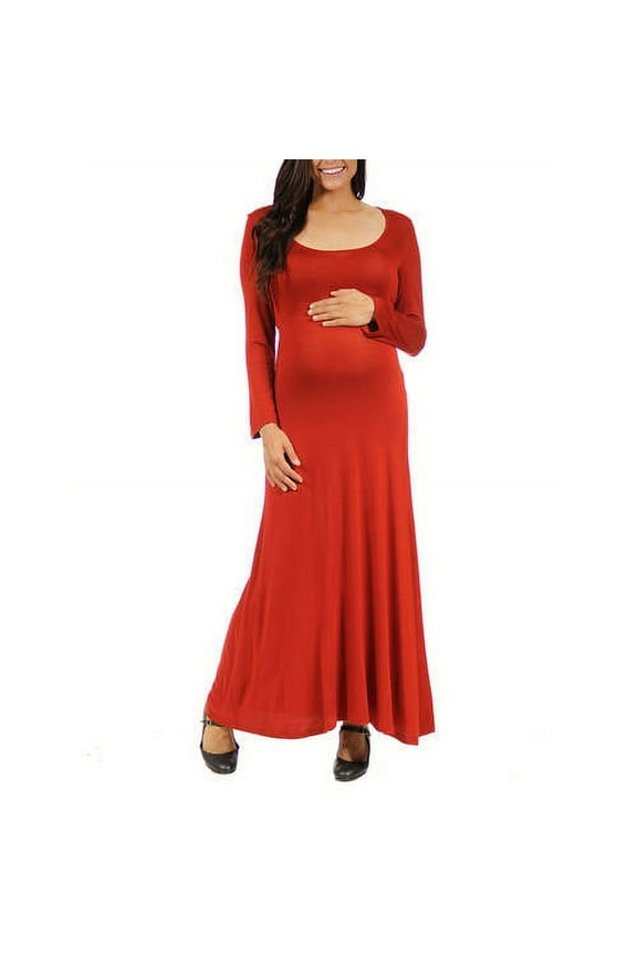 Women's Maternity Long Sleeve Scoop Neck Maxi Dress