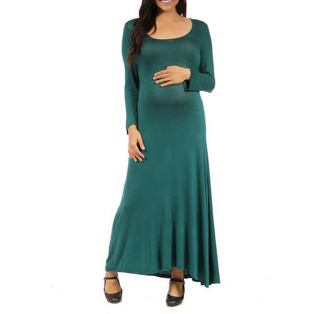 Women's Maternity Long Sleeve Scoop Neck Maxi Dress