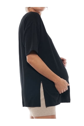 Women's Maternity Loose Fit Side Split Short Sleeve T‑Shirt