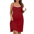 thumbnail image 1 of Women's Maternity Nursing Nightgown Lace Trim Cami Dress Loungewear Sleep Dresses,S,Wine, 1 of 4