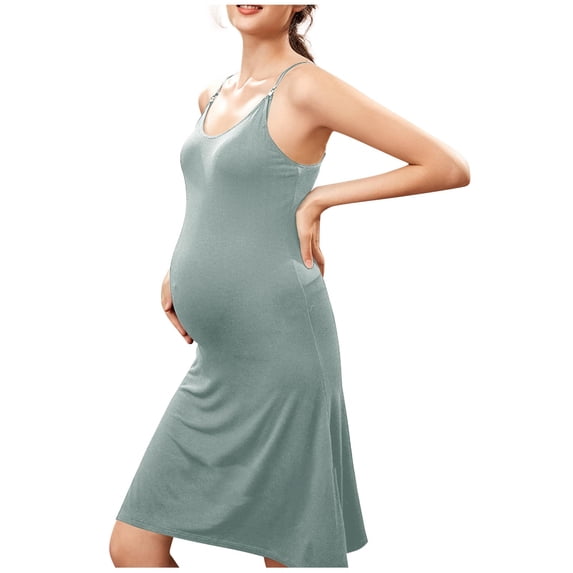 Women's Maternity Nursing Nightgowns Adjustable Spaghetti Strap Pajama Dress Loungewear Sleepwear