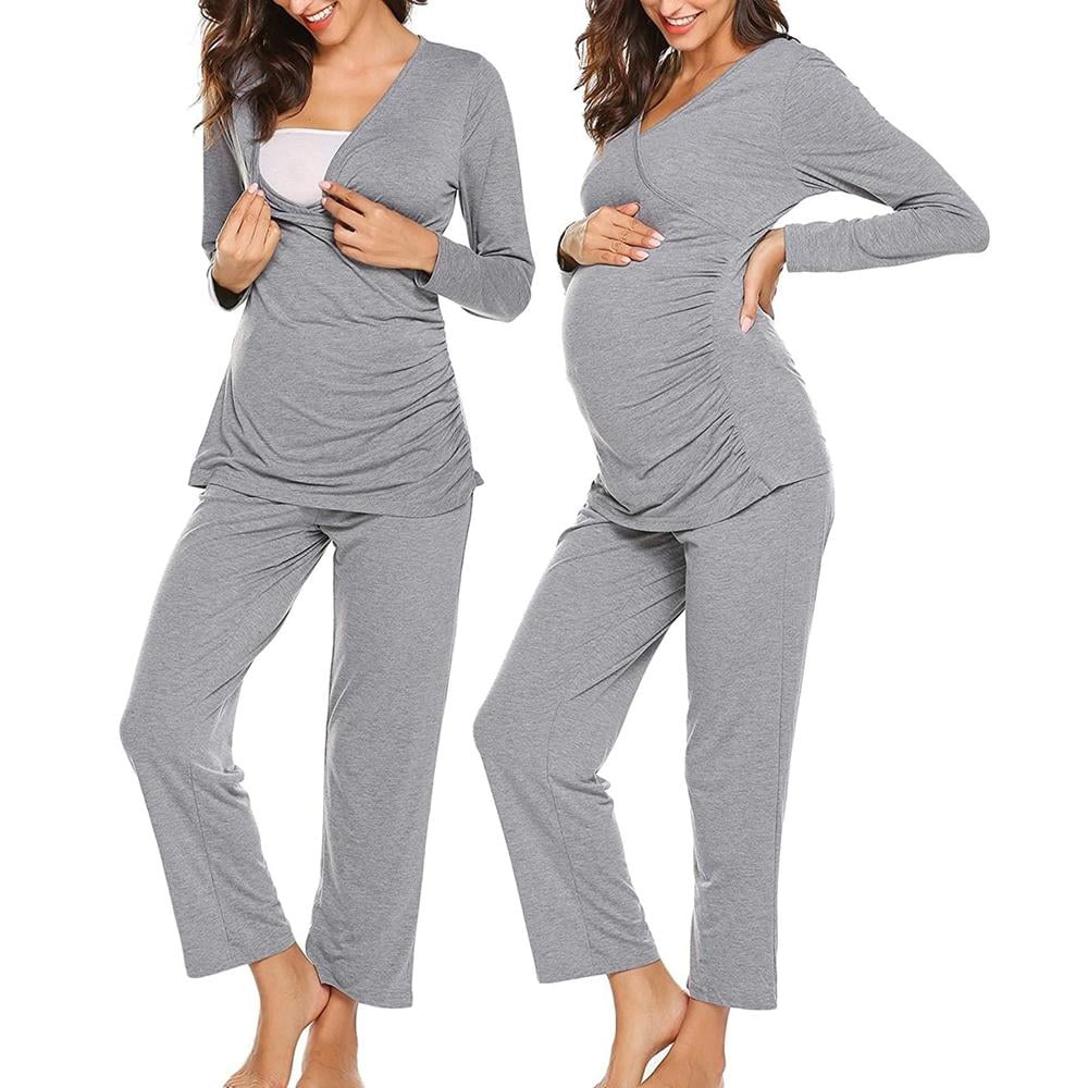Pyjama grossesse allaitement 3 pcs dentelle blanche - Allobebe Maroc