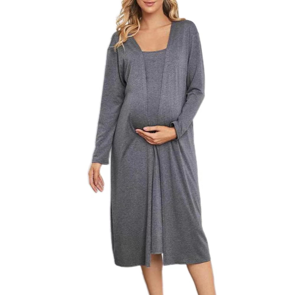 Women's Maternity Nursing Robe Nightgown Set,Labor Delivery Nightgowns