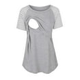 thumbnail image 1 of Women's Maternity Nursing Top Patchwork Sleeve Breastfeeding Clothes Gray XXL, 1 of 7