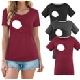 thumbnail image 1 of Women's Maternity Nursing Tops Clothes Breastfeeding T-Shirts 3-Pack, 1 of 8