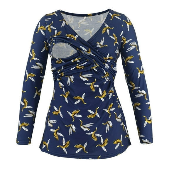 Women's Maternity Nursing Tops Comfy Long Sleeve Breastfeeding T-Shirt V Neck Maternity Shirts Fall Winter Pregnancy Clothes for Women