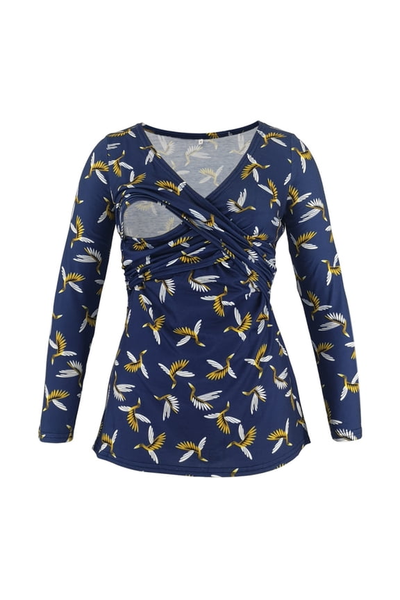 Women's Maternity Nursing Tops Comfy Long Sleeve Breastfeeding T-Shirt V Neck Maternity Shirts Fall Winter Pregnancy Clothes for Women