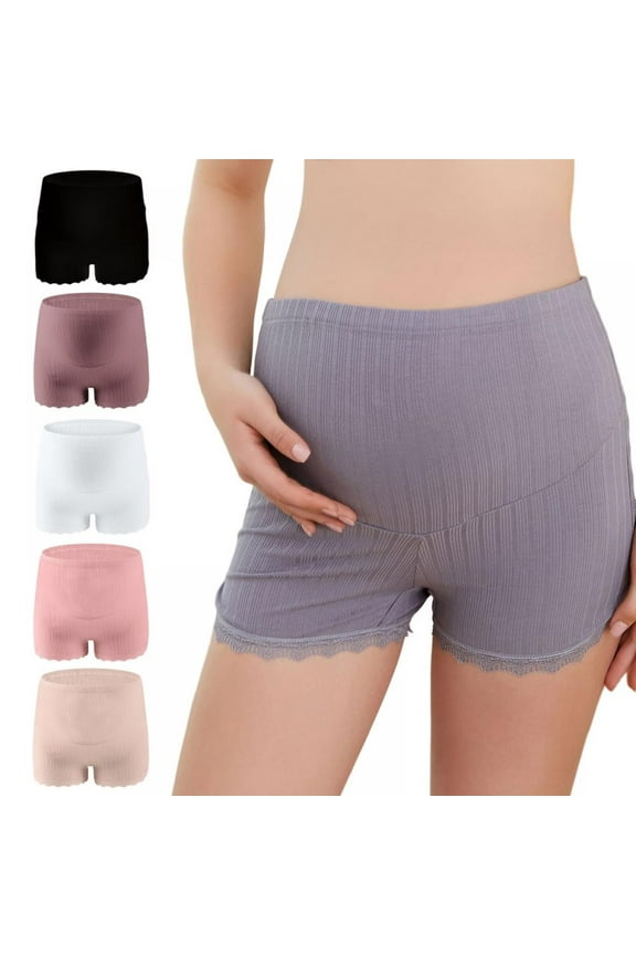 Women's Maternity Over the Bump Support Shorts Panties for Dresses,Middle Waisted Mid-Thigh,Belly Support Seamless Pregnancy Underwear