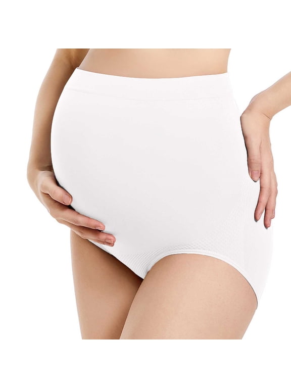 Women's Maternity Panties Over Bump Full Coverage Underwear High Waist Comfortable Brief,M,White