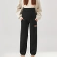 thumbnail image 1 of Women's Maternity Pants Casual Loose Wide Leg Cozy Pant Pregnancy Palazzo Lounge Trousers with Pockets Black L, 1 of 3