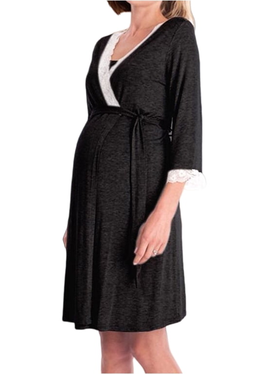 Women's Maternity Robe Pregnancy Breastfeeding Bathrobes Labor Delivery Nightgowns