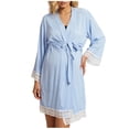 thumbnail image 1 of Women's Maternity Robes V Neck Lace Nursing Robe Nightgown Long Sleeve Pregnancy Bathrobes Gown, 1 of 6