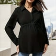 thumbnail image 1 of Women's Maternity Shirts Long Sleeve Pregnancy Tops Blouses Split Side Casual Crewneck Pregnant Tunic Tee, Size S, 1 of 4