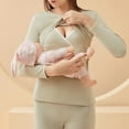 thumbnail image 1 of Women's Maternity Shirts Long Sleeve Sweatshirt Pregnancy Nursing Tops Casual Tunic Top Breastfeeding Pregnancy Clothes Green L, 1 of 4