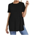 thumbnail image 1 of Women's Maternity Shirts Short Sleeve Pregnancy Tops Blouses Split Side Casual Crewneck Pregnant Tunic Tee Black M, 1 of 6