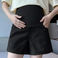 thumbnail image 1 of Women's Maternity Shorts Over Belly Pregnancy Summer Comfy Lounge Loose Short Pants with Pockets Black XXL, 1 of 4