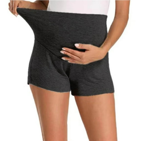 Women's Maternity Shorts Over Belly Workout Running Casual Summer Pregnancy Shorts Black M