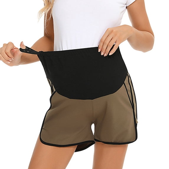 Women's Maternity Shorts Pregnancy Summer Sports Bottoms Underbelly Wide Elastic Band Waist Pants