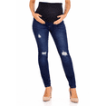thumbnail image 1 of Women’s Maternity Skinny Jean Stretch Denim Pants with Full Panel Over Belly Waistband Slim Fit Light Ripped Dark Blue, 1 of 1