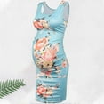 thumbnail image 1 of Women's Maternity Sleeveless Tank Dresses Pregnancy Crewneck Printed Bodycon Nursing Dress Light Blue XL, 1 of 6