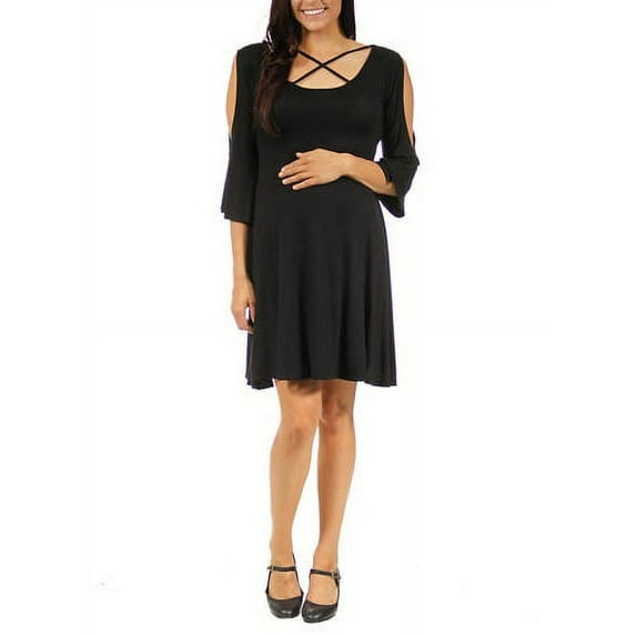 Women's Maternity Split-Sleeve Cross Fabric Dress