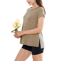 Women's Maternity T-Shirt Short Sleeve Split Side Pregnancy Tops Maternity Clothes, Large