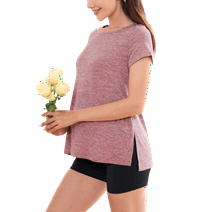 Women's Maternity T-Shirt Short Sleeve Split Side Pregnancy Tops Maternity Clothes, Medium