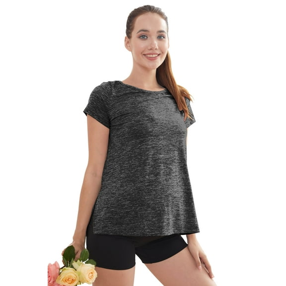 Women's Maternity T-Shirt Short Sleeve Split Side Pregnancy Tops Maternity Clothes, X-Large