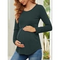 thumbnail image 1 of Yawrut Ladies Maternity ruffled Pleated Stretch Slim Comfortable long sleeve top, 1 of 6