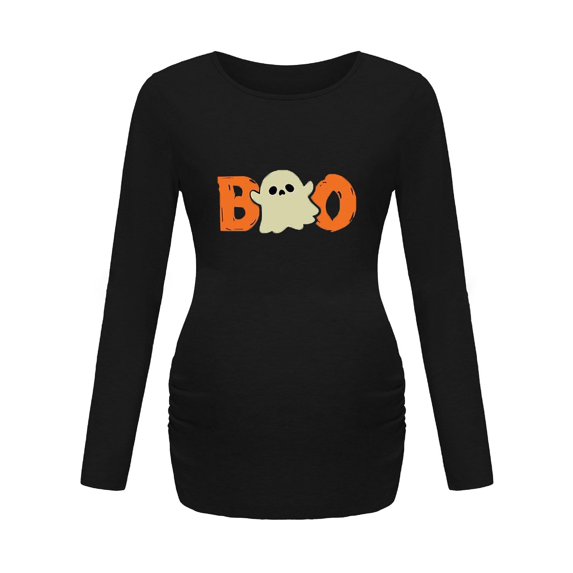 Women's Maternity Tops Tunic T-Shirt Pregnancy Clothes Halloween Printed Round Neck Comfortable Casual Maternity Wear Long Sleeved Patterned Top M