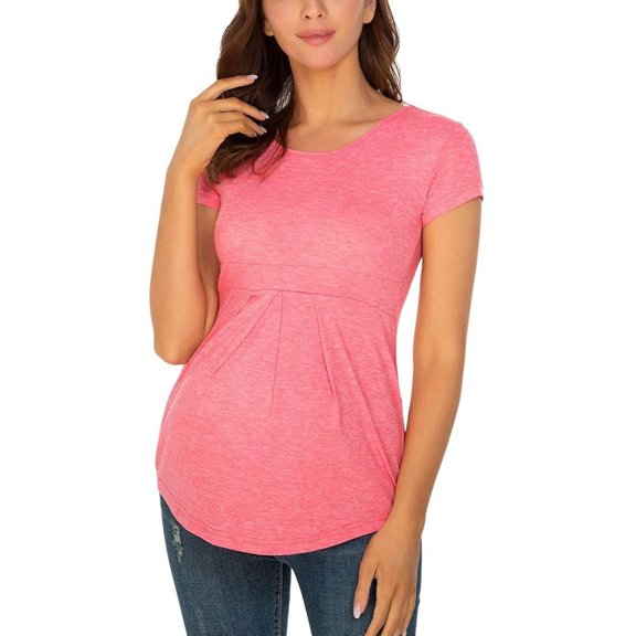 Women's Maternity Tops Tunic T-Shirt Pregnancy Clothes Ladies Fashion Solid Color Print Short Sleeve Pregnant Woman Casual Clothe Top