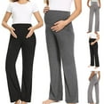 thumbnail image 1 of Women's Maternity Trousers Over Bump Stretchy Pregnancy Yoga Pants Spring Summer Pregnant Women Bottoms Lounge Work Trousers with Pockets Comfortable Full Length Sweatpants Clothes, 1 of 5