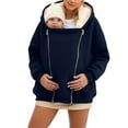 thumbnail image 1 of Women's Maternity Winter Coat Zip Up 2 in 1 Baby Wearing Jacket Fleece Fuzzy Oversized Solid Outerwear with Pockets Navy S, 1 of 5