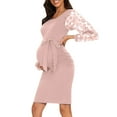 thumbnail image 1 of Women's Materntiy Dress Long Sleeve Knit Crew Neck Pregnancy Clothes Pink L, 1 of 7