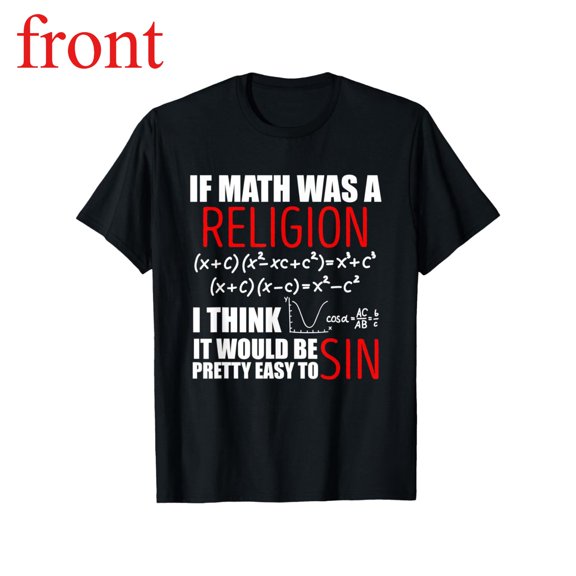 Women's Math Religion Graphic Cotton T Shirt Comfortable Short Sleeve Round Neck Top Black S-5XL