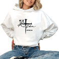 thumbnail image 1 of Women's Matthew 28:6 "He Is Risen" Cross-Themed Graphic Comfortable Hoodie Top Hooded long-sleeved White S-2XL, 1 of 6