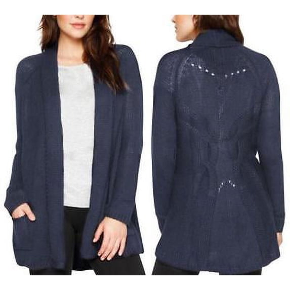 Women's Matty M Crochet Back Open Front Cardigan Sweater -