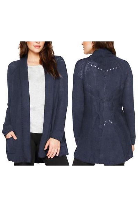 Women's Matty M Crochet Back Open Front Cardigan Sweater -