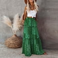 thumbnail image 1 of Women's Maxi Bohemian Style Skirts Summer Loose Fitting Long Skirts Casual High Waisted Half Length Skirt High Waist A-Line Flowy Ankle Skirt with Pocket, 1 of 6